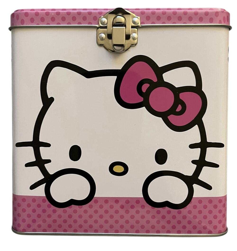 Hello Kitty Stack Store and Carry Tin. Stackable Tin Box with Handle 6”x6”x6”